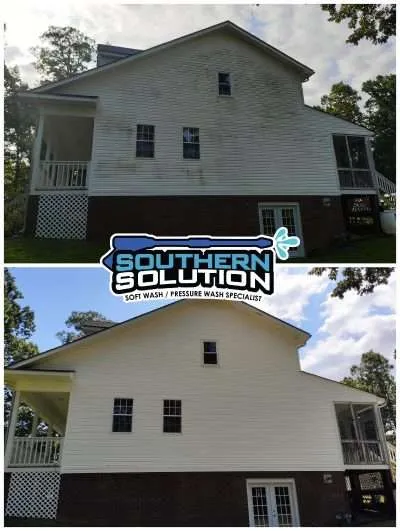 A clean house with bright siding.