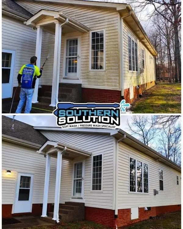 A pristine home exterior showcasing the effectiveness of soft washing.
