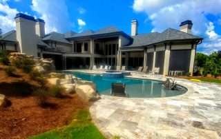 Travertine stone pool patio cleaning
