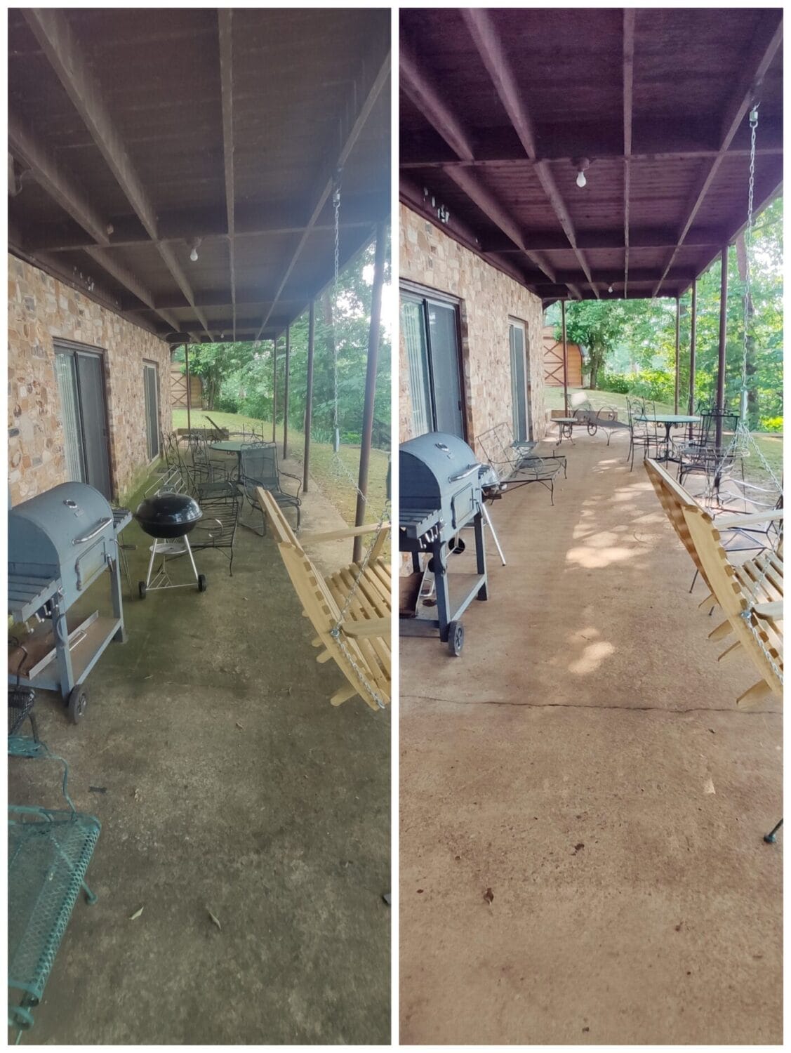 Stained concrete driveway before and after cleaning in Brentwood, Tennessee — Southern Solution